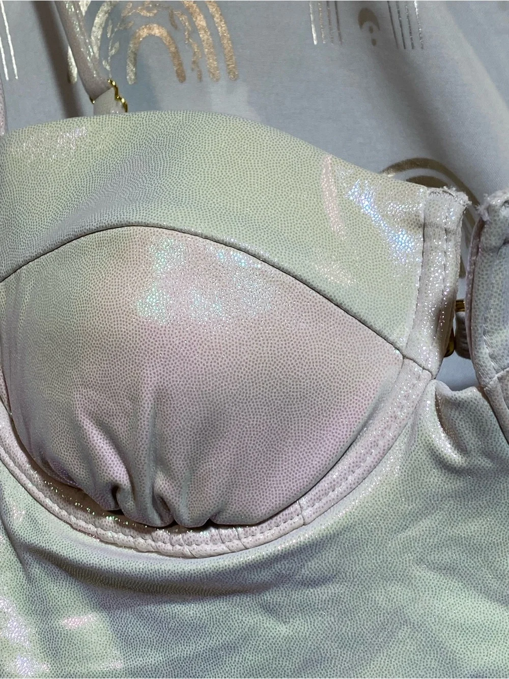 No Boundaries Iridescent Pastel One-Piece Bodysuit in Pearl Pink and Light Blue